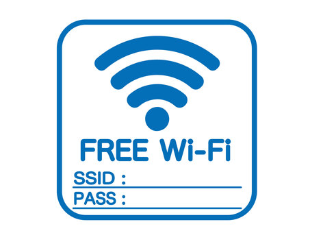 フリーWi-Fiのマーク wiーfi,ワイファイ,無線,lan,インターネット,電波,通信,スポット,シンプル,アイコンのイラスト素材