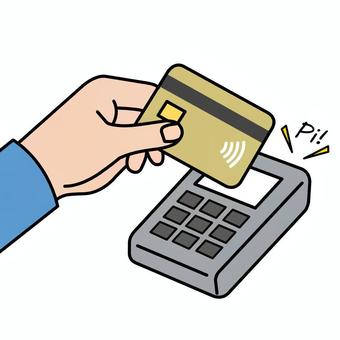 タッチ決済 タッチ決済,クレジットカード,電子マネー,オンライン決済,端末,手元のイラスト素材