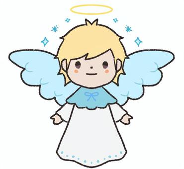 【手描き】かわいい天使（男の子） エンジェル,かわいい,天使,翼,男の子のイラスト素材