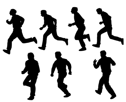 走る人シルエットセット 走る人シルエットセット 走る,人,シルエット,横,後ろ,セット,男のイラスト素材