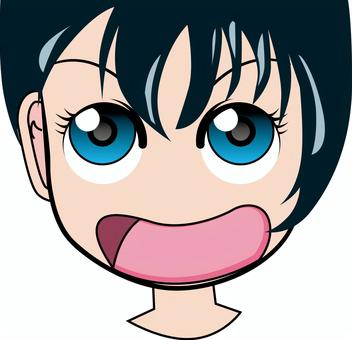 アニメ顔 怒る,主張,興奮,女子,目,前髪,口,アニメ,漫画,顔のイラスト素材