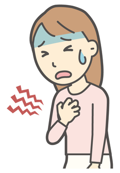  ロングヘア女性-073-バスト 症状,女性,女の子,人物,かわいい,病気,心筋梗塞,狭心症,バストアップ,上半身のイラスト素材