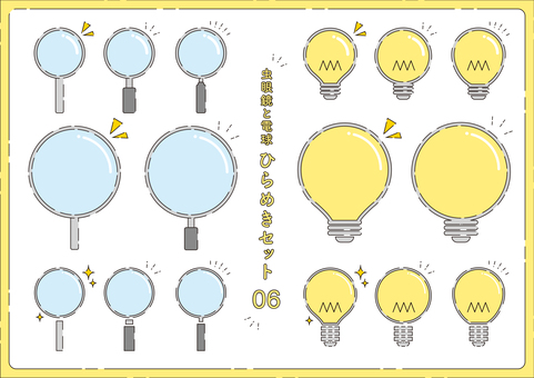 Illustration, büyüteç, ampul, elektrik, 