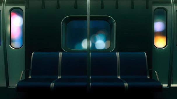 海外風の電車の煌く夜の薄暗い車内 電車,電車内,背景,乗り物,座席,吊り革,公共機関,交通機関,通勤,通学のイラスト素材