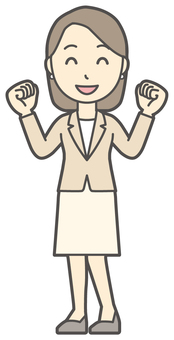 ワクワクしているカジュアルスーツ女性 笑顔,会社員,女性,スーツ,ビジネス,仕事,ol,人,大人,ビジネスウーマンのイラスト素材
