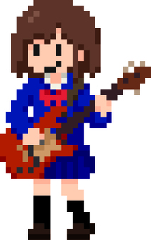 ドット絵のエレキギターを弾く学生です。 ドット絵,エレキギター,シンプル,演奏,学生,青春,制服,音楽,部活,バンドのイラスト素材