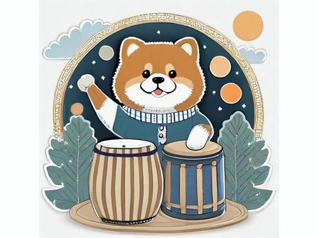 Dog playing percussion 14, , JPG and PNG