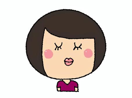 女性 女性,まつ毛,髪型,口,お知らせ用,宣伝用,pop調,手描き,挿絵,ワンポイントのイラスト素材