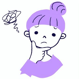 女の子 う~ん…と考え込む 悩む 困る