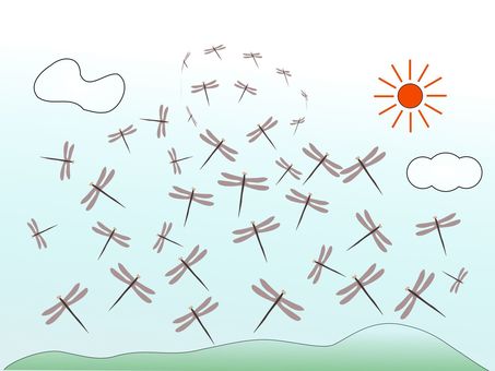 トンボの飛ぶ空 トンボの飛ぶ空 トンボ,昆虫,生き物のイラスト素材