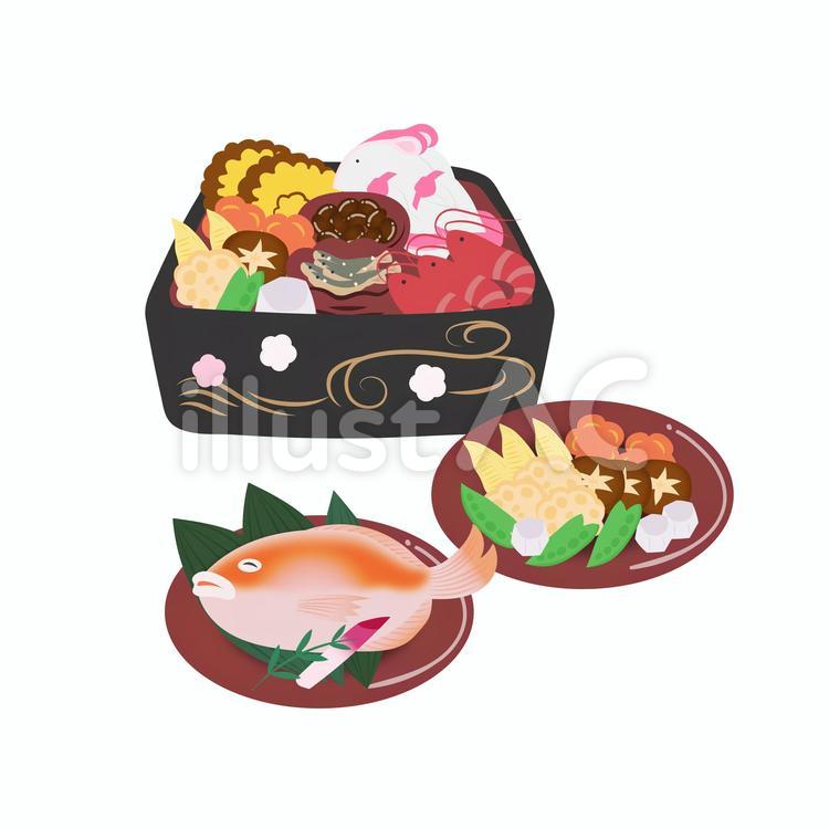 おせち　お正月　単体2 お正月,お正月料理,おせちのイラスト素材