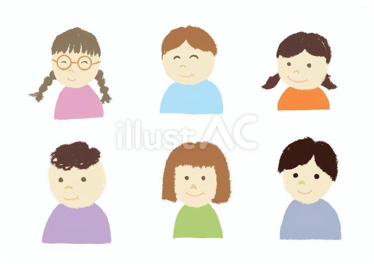 笑顔の子どもたち：上半身 子ども,子供,男の子のイラスト素材