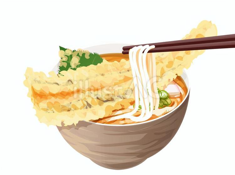 あなご天うどん（箸上げ） あなご天,うどん,麺類のイラスト素材