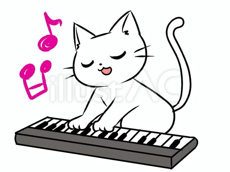 歌う猫 猫,動物,白猫のイラスト素材