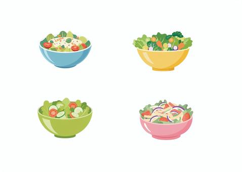 グリーンサラダのセット 食べ物,アイコン,ボウル,料理,デザイン,ベクター,manga,鉢,緑,食事のイラスト素材