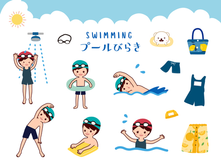 Illustration, summer, a swimming pool, swimming, 