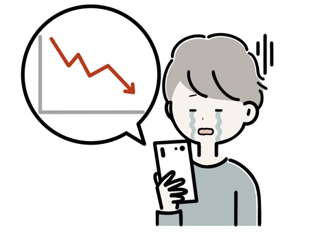 株や業績が下降し落ち込む男性 人,男性,男の人,落ち込む,泣く,涙,株,fx,株価,業績のイラスト素材