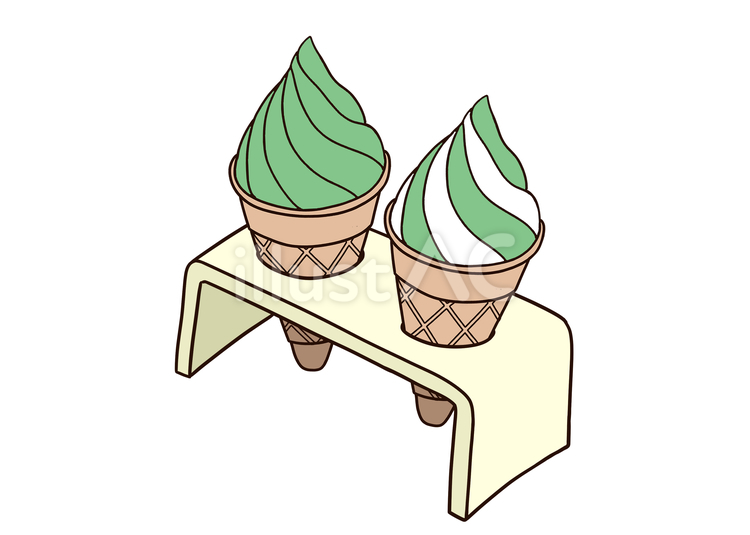 抹茶ミックスソフトクリーム置き ソフトクリーム,ミックス,抹茶のイラスト素材