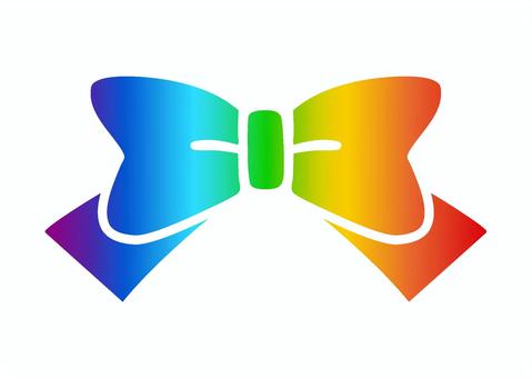 シンプルなリボンアイコン　レインボー リボン,飾り,ちょうちょ結び,プレゼント,かわいい,アイコン,ワンポイント,あしらい,マーク,ベクターのイラスト素材