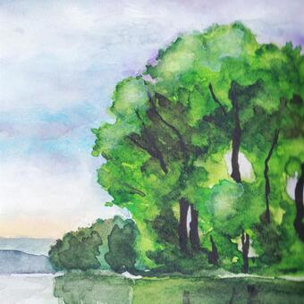 水彩画の木