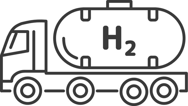 水素タンクローリー アイコン 水素,クリーンエネルギー,タンクローリー,トラック,h2,sdgs,輸送,エコ,線画,アイコンのイラスト素材