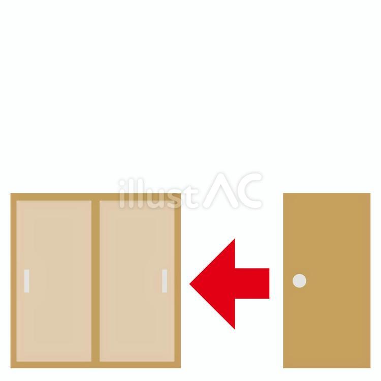 開き戸から引き戸へ交換簡易工事 開き戸,引き戸,交換のイラスト素材
