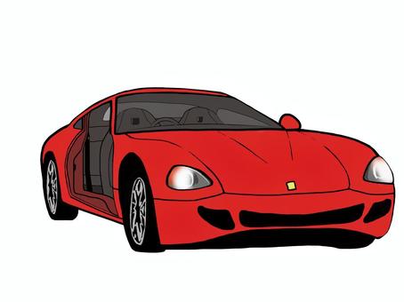 スポーツカー(斜め前・赤色・車体のみ） 車,自動車,スポーツカー,クーペ,赤,外車,輸入車,国産車,スーパーカー,普通自動車のイラスト素材