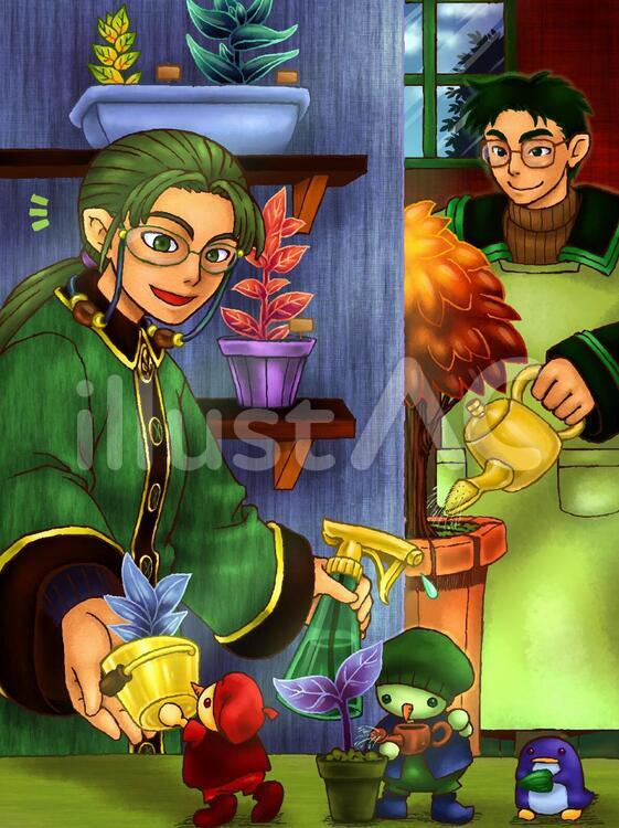 魔導植物研究家たち 家庭菜園,ファンタジー,メルヘンのイラスト素材