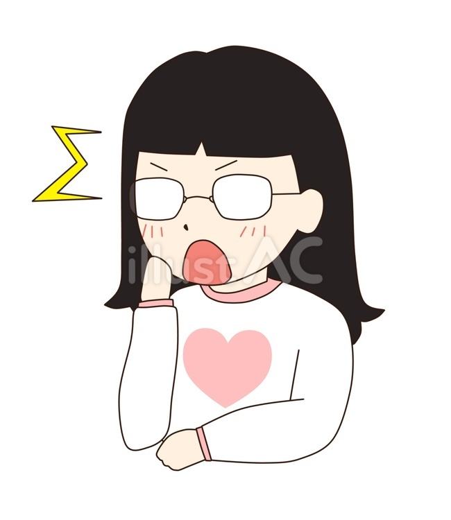 驚いた表情のオタク風の女性 驚く,びっくり,オタクのイラスト素材