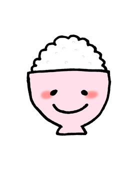 お茶碗キャラクター（ピンク） お米,ご飯,白米,米,食器,手書き,ゆるかわ,ゆるい,かわいい,お茶碗のイラスト素材