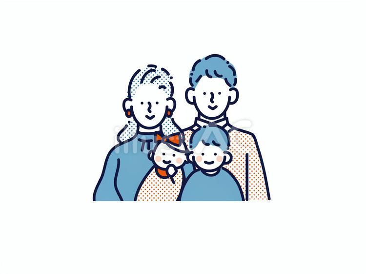 笑顔の４人家族 親子,４人,家族のイラスト素材