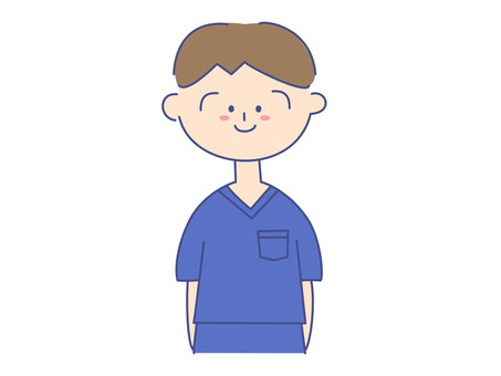 スクラブを着た男性 看護師,医師,人,人物,男性,案内,求人,募集,医療従事者,医療のイラスト素材