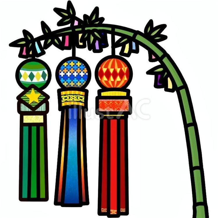 仙台七夕 七夕,七夕飾り,吹き流しのイラスト素材