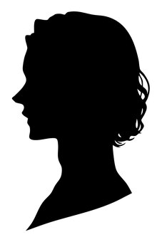 男性の横顔シルエット9 シルエット,男性,男,メンズ,青年,髪型,ヘアスタイル,ミディアム,パーマ,ウェーブのイラスト素材