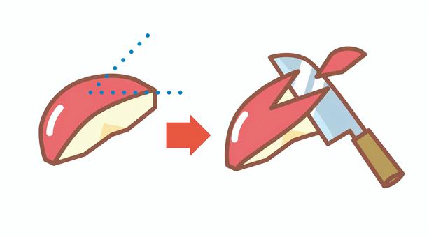 りんごの切り方うさぎりんご りんご,うさぎ,切り方,耳,包丁,皮,カット,果物,飾り切りのイラスト素材