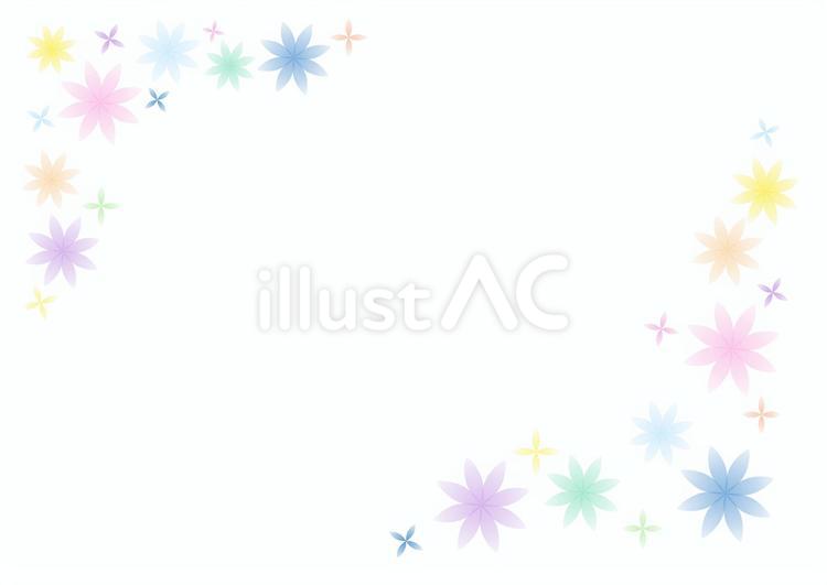 虹色小花のフレーム　花柄枠飾りのイラスト 花,虹色,フレームのイラスト素材