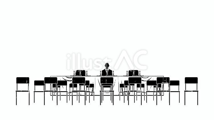 会見開始の瞬間 記者会見,会見,会場のイラスト素材
