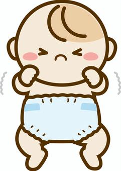 おむつの赤ちゃん01 赤ちゃん,人物,かわいい,おむつ,きばる,ふんばる,乳児,イラスト,素材のイラスト素材