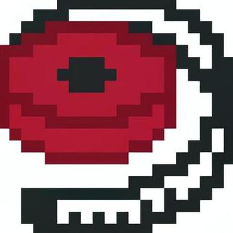 ドット絵の赤のメジャーです。 ドット絵,メジャー,シンプル,巻き尺,長さ,測定,器具,建築,diy,寸法のイラスト素材