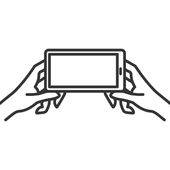 スマホを持つ手（横） スマホ,横向き,手,指,アイコンのイラスト素材