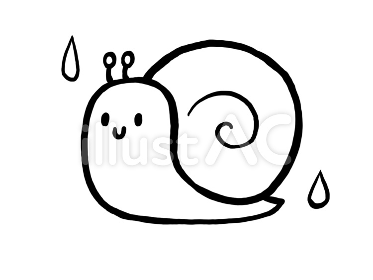 カタツムリと雨 カタツムリ,雨,モノクロのイラスト素材