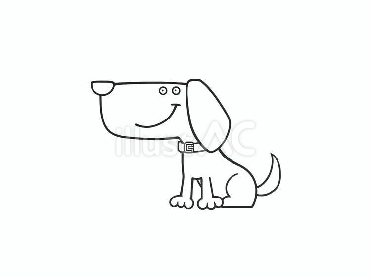 お座り中の可愛い可愛い犬(いぬ) ペット,手描き,可愛いのイラスト素材