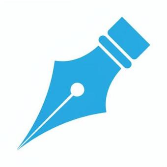 ペン先のアイコン_青 ペン先,万年筆,アイコン,シルエット,文具,書く,ペン,筆記,シンプル,青のイラスト素材