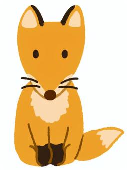 お座りしているシンプルな可愛いきつね 狐,座る,かわいい,お座り,動物,ワンポイント,素材,哺乳類,動物園,北海道のイラスト素材