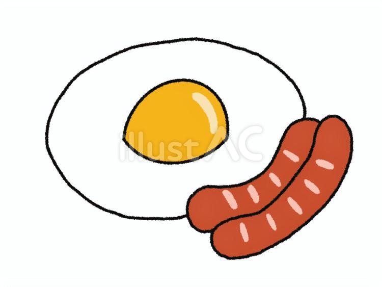 目玉焼きとソーセージ 目玉焼き,ソーセージ,朝ごはんのイラスト素材