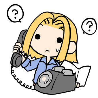 わからず黒電話をかける金髪女性 金髪,黒電話,わからない,通話,話,家電,ダイヤル式,疑問,困る,汗のイラスト素材