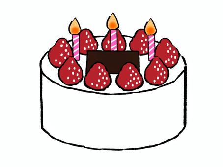 ホールケーキ ホール,ケーキ,いちご,洋菓子,蝋燭,お祝い,バースデー,生クリーム,食べ物,クリスマスのイラスト素材