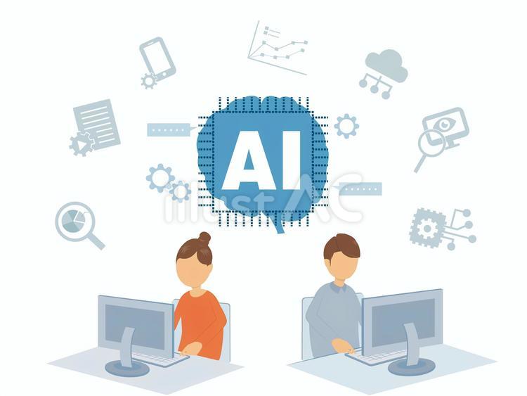 AIによる仕事の効率化イメージ ai,人工知能,仕事のイラスト素材