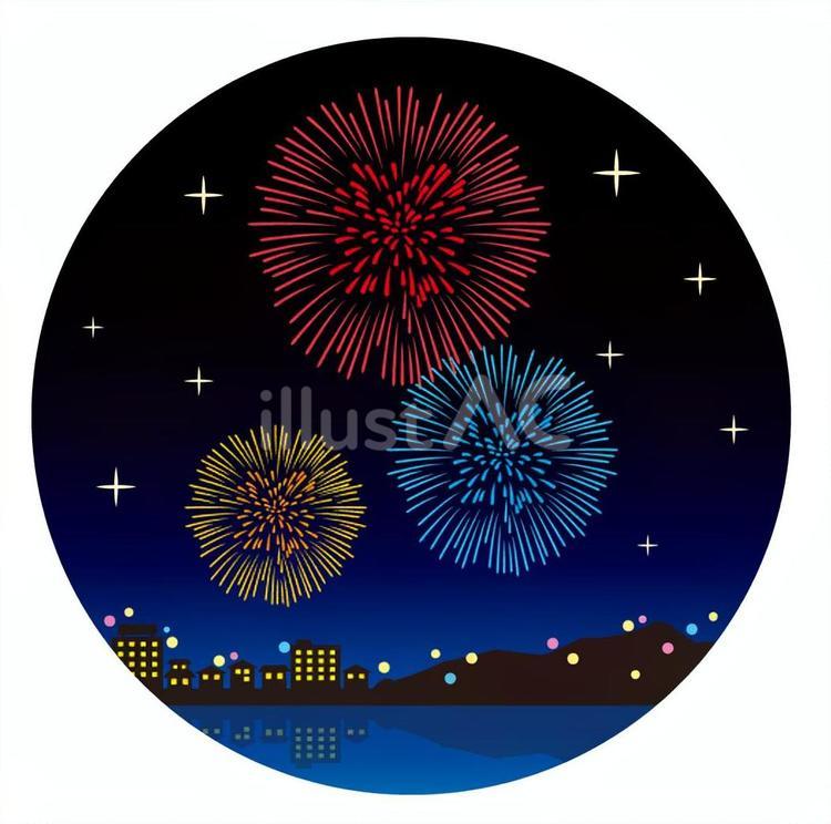 花火08(赤青黄) 花火,アイコン,あしらいのイラスト素材
