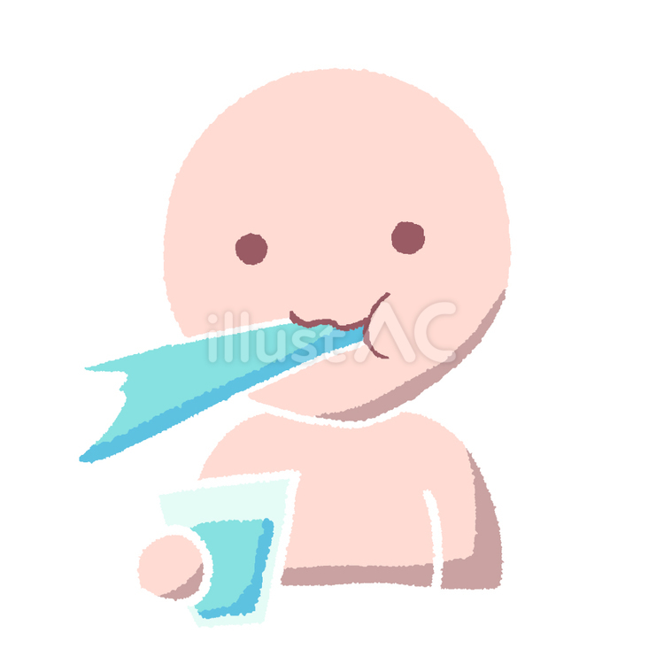 手描き風　飲み物を吹き出す　主線なし 吹き出す,笑う,飲み物のイラスト素材